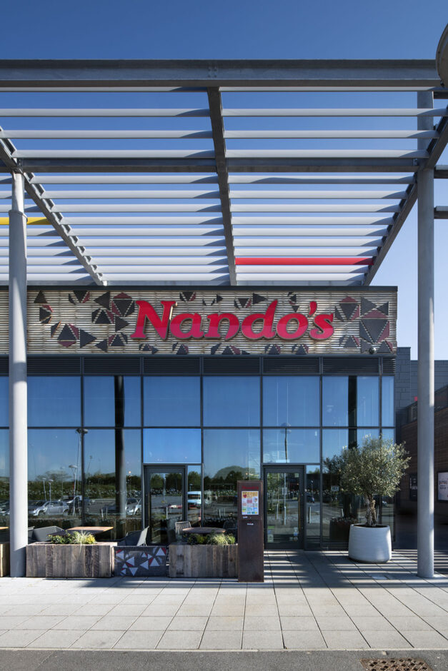 Nando's Ely exterior with NOROCK outdoor table bases