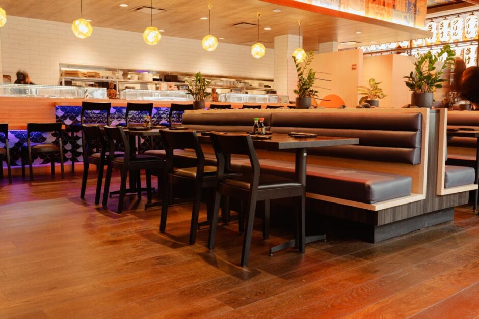 Blue Sushi Sake Grill featuring NOROCK Parkway T-Base table bases