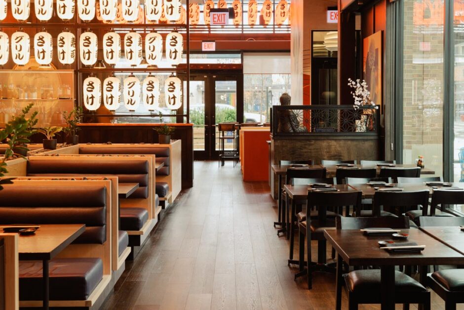 Asian restaurant interior design: Blue Sushi Sake Grill