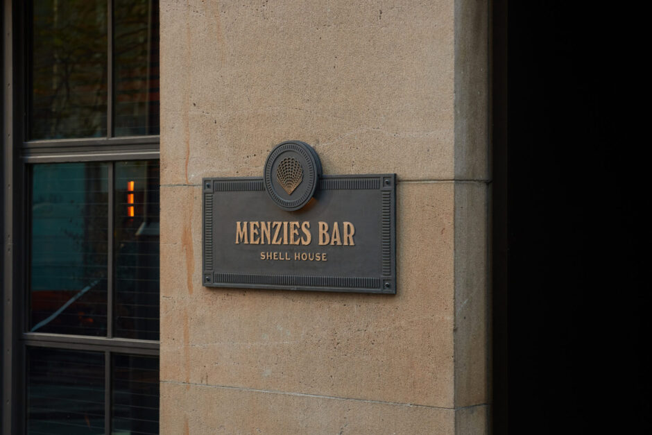 Menzies Bar signage on wall