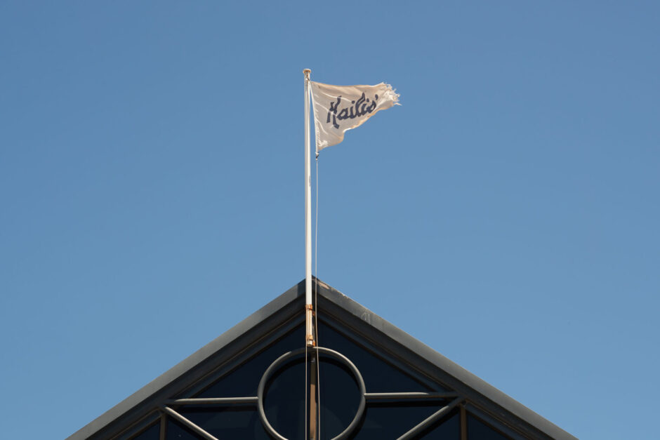 The Kailis flag flying over Fremantle Fishing Boat Harbour